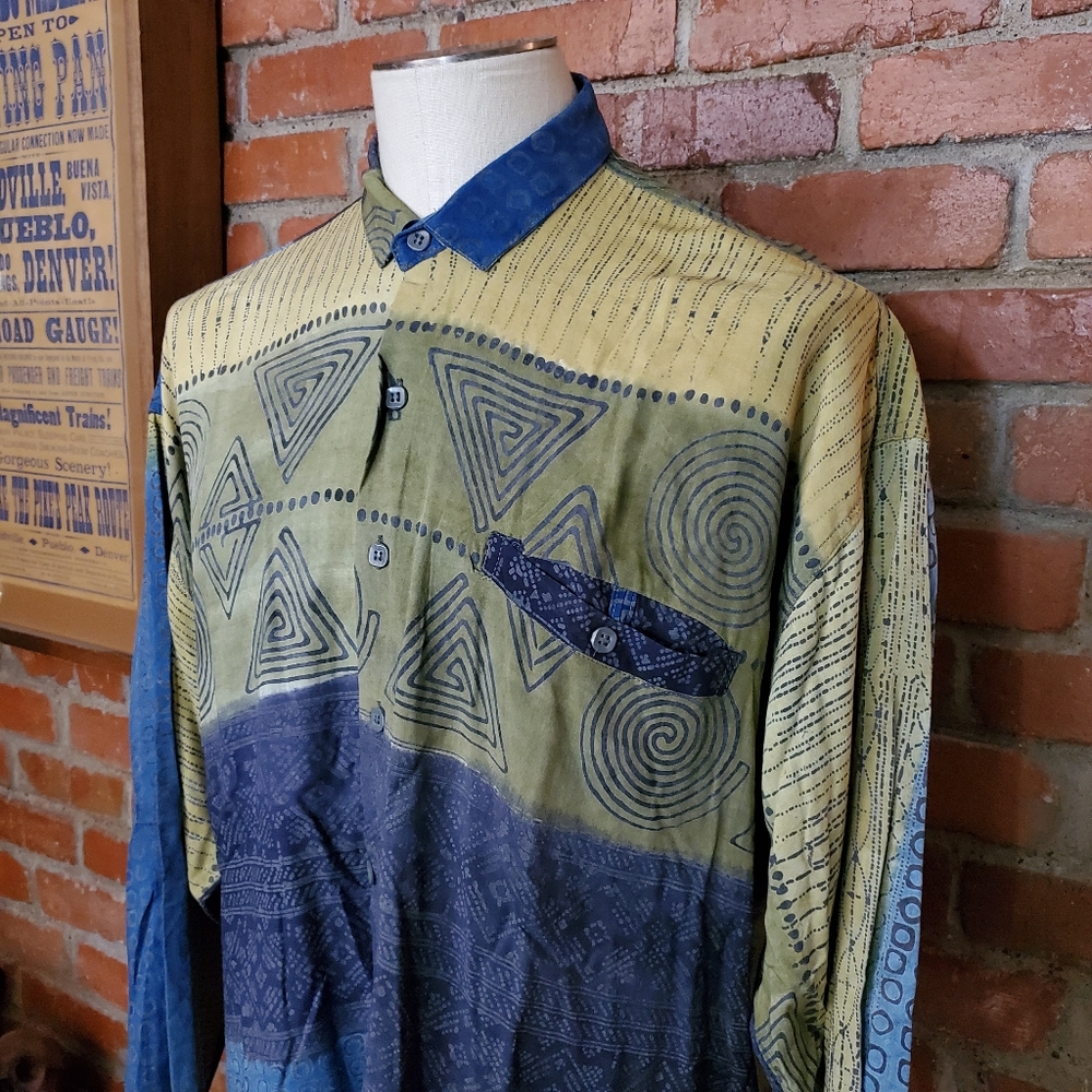 Vintage 90s Climate Long Sleeve Shirt Hand Printed